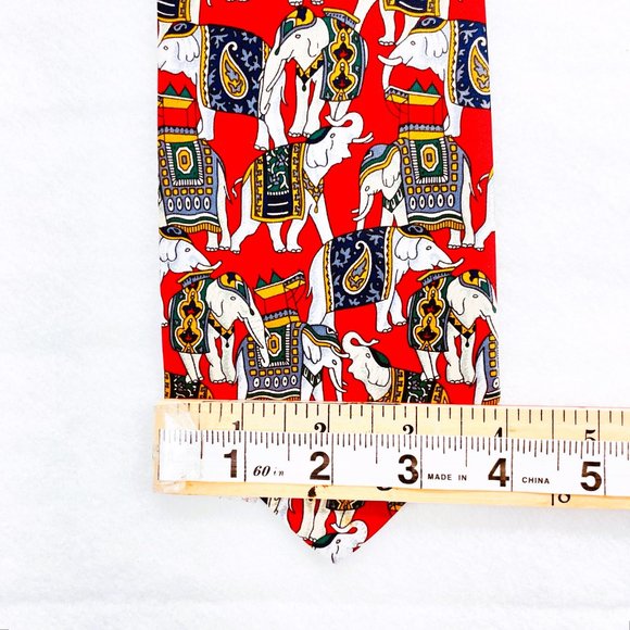 Rene Chagal Handmade Necktie Silk Circus Elephants Design L59" - Picture 9 of 14